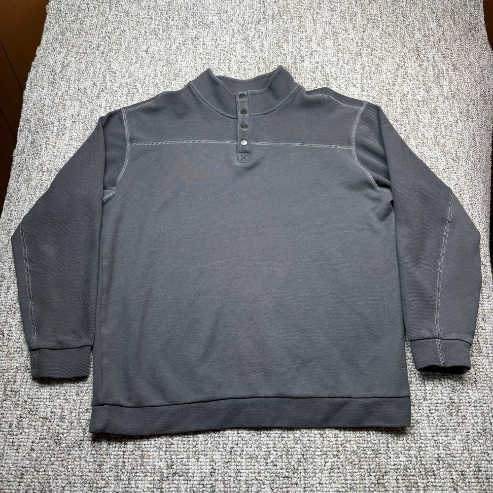 ROWM Sweater Mens XL Pullover Long Sleeve 1/4 Snap Gray